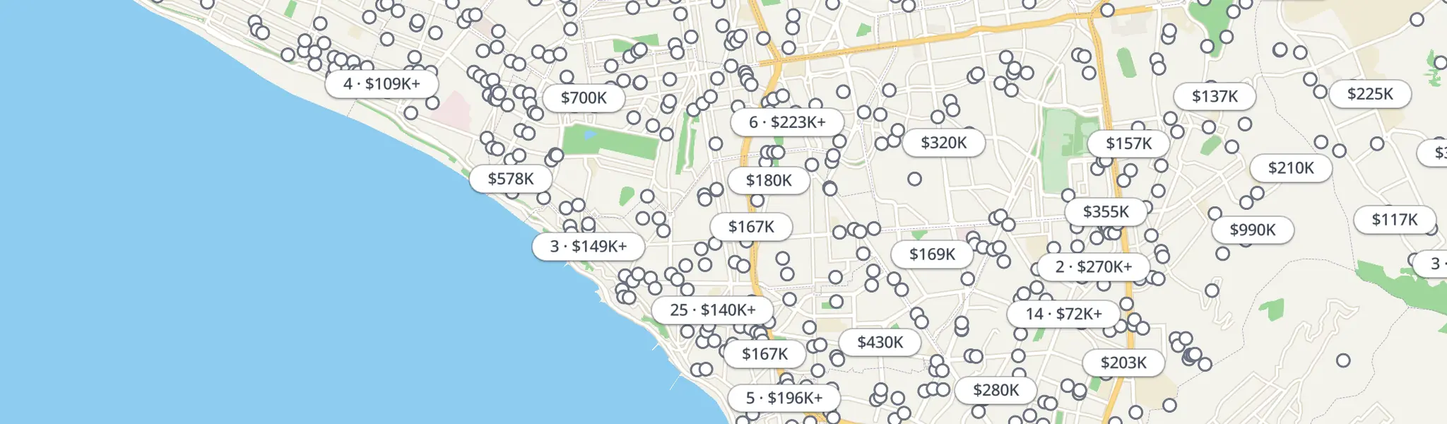 Map of properties for sale in Lima