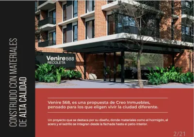 Studio in VENIRE RECOLETA, 30.8m², for Sale in Recoleta, Asuncion
