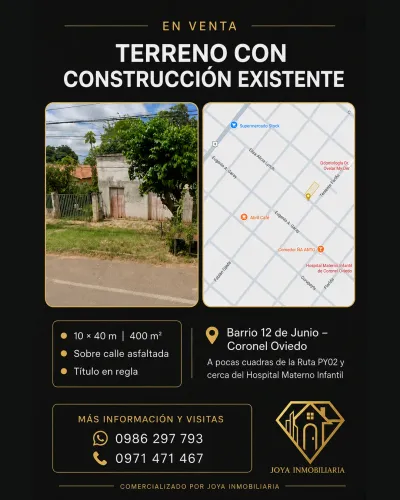 Terreno de 400m² en Venta en Coronel Oviedo