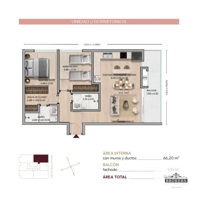 Departamento de 2 dormitorios en Venta en Recoleta, Asunción
