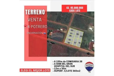 Terreno de 360m² en Venta en Ka'aguy Rory, Capitán Miranda
