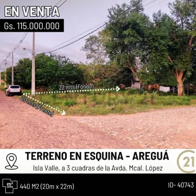 Terreno de 440m² en Venta en Areguá