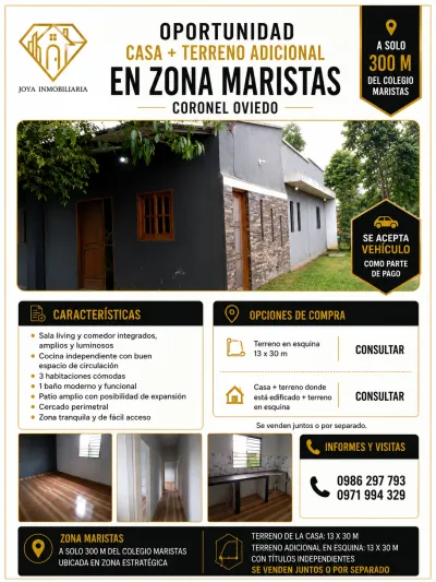 3-Bedroom House, 90m², for Sale on Marista Street, Coronel Oviedo
