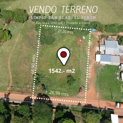 Terreno de 1,542m² en Venta en Limpio