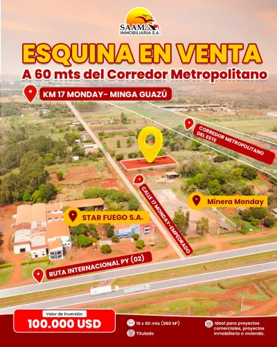 Terreno de 960m² à Venda em Minga Guazú