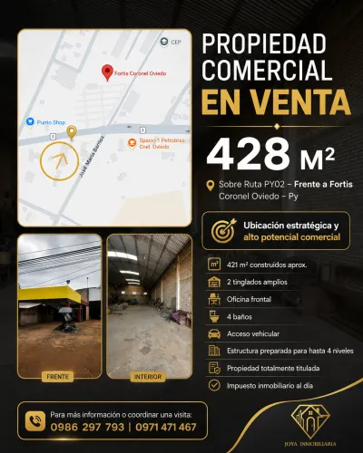 Commercial Space of 421m² for Sale in Coronel Oviedo