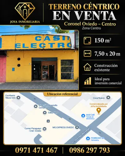 Terreno de 150m² en Venta en Centro, Coronel Oviedo