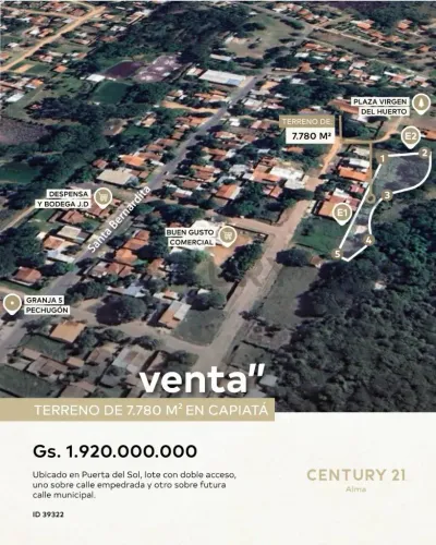 Terreno de 7,780m² en Venta en Capiatá