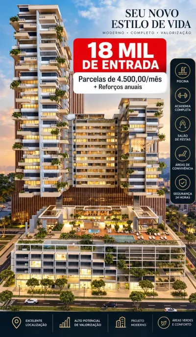Apartamento de 2 quartos, 65m², à Venda em VivaPark Porto Belo, Porto Belo